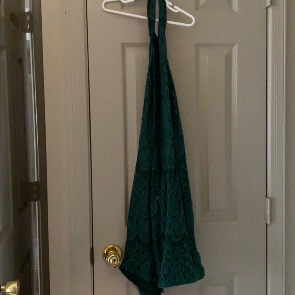 Lace green halter top dress